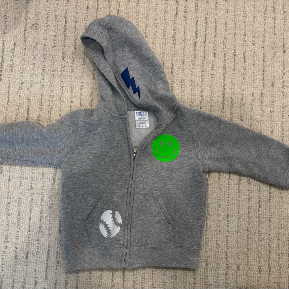 Gray Kids Hoodie with Fun Patches